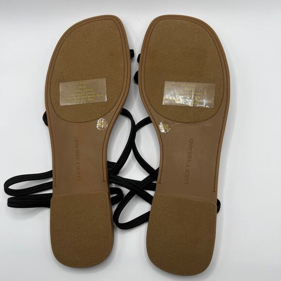 Lucky Brand LK-Bizell Strappy Flat Sandal Elastic Strap Black 9 - Picture 5 of 7
